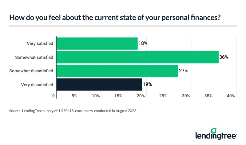 18% of Americans are very satisfied with the current state of their personal finances.